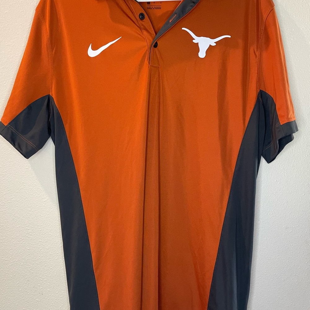Nike Men's Texas Longhorns Burnt Orange and Charcoal Dri-Fit Polo Shirt
